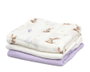 KioKids Set 3 Muselinas Conejitos, Lavanda y Blanco 70x70 cm