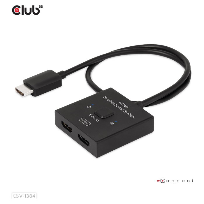 Club 3D CSV-1384 Conmutador HDMI 2 en 1 Bidireccional 8K60Hz/4K120Hz