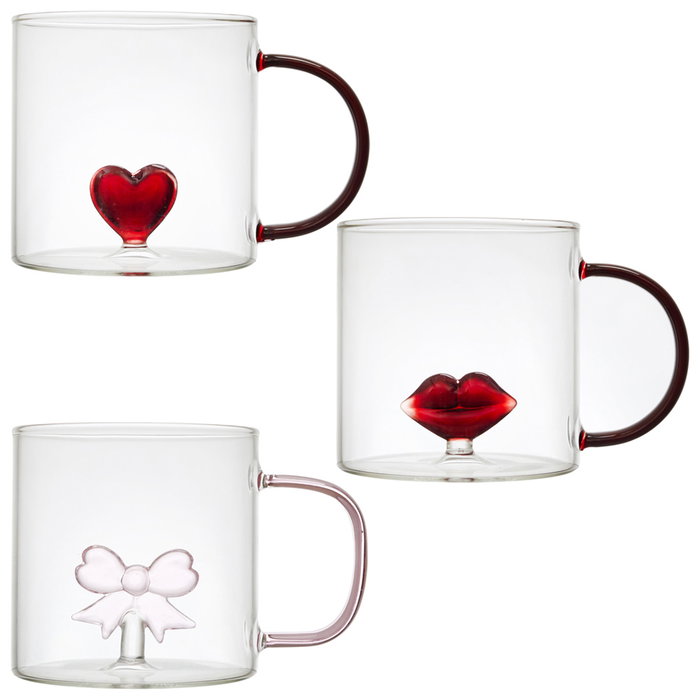 Home Deco Factory Mug de Vidrio Corazón 300 ml - Secret Glass - Figura Amor - Apto Microondas y Lavavajillas Home Deco Factory Mug de Vidrio Corazón 300 ml - Secret Glass - Figura Amor - Apto Microondas y Lavavajillas