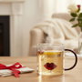Home Deco Factory Mug de Vidrio Corazón 300 ml - Secret Glass - Figura Amor - Apto Microondas y Lavavajillas