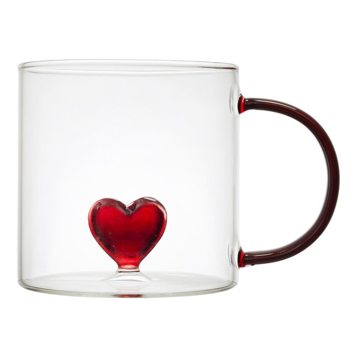 Home Deco Factory Mug de Vidrio Corazón 300 ml - Secret Glass - Figura Amor - Apto Microondas y Lavavajillas Home Deco Factory Mug de Vidrio Corazón 300 ml - Secret Glass - Figura Amor - Apto Microondas y Lavavajillas