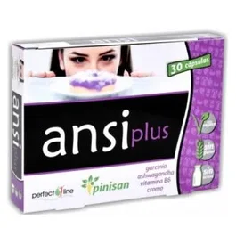 PINISAN Perfect Line Ansi Plus 30Cap. Cápsulas con Ashwagandha y Garcinia Cambogia para el Control del Peso, Vitamina B6, Cromo, Vegano - 30 Cápsulas