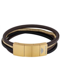 Police PJ26551BSG.02 Pulsera de Cuero Marrón para Hombre