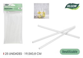 Algon Pajitas Plásticas Reutilizables 25 Unidades 19.5/8 cm (24 Unidades)