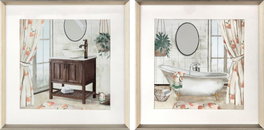 DKD Home Decor Set de 2 Cuadros en Lienzo para Baño Enmarcados 42x42 cm Multicolor