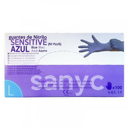 Sanicel Guantes Nitrilo Sensitive S/P GU105 Talla Grande Paquete 100 Unidades Examen