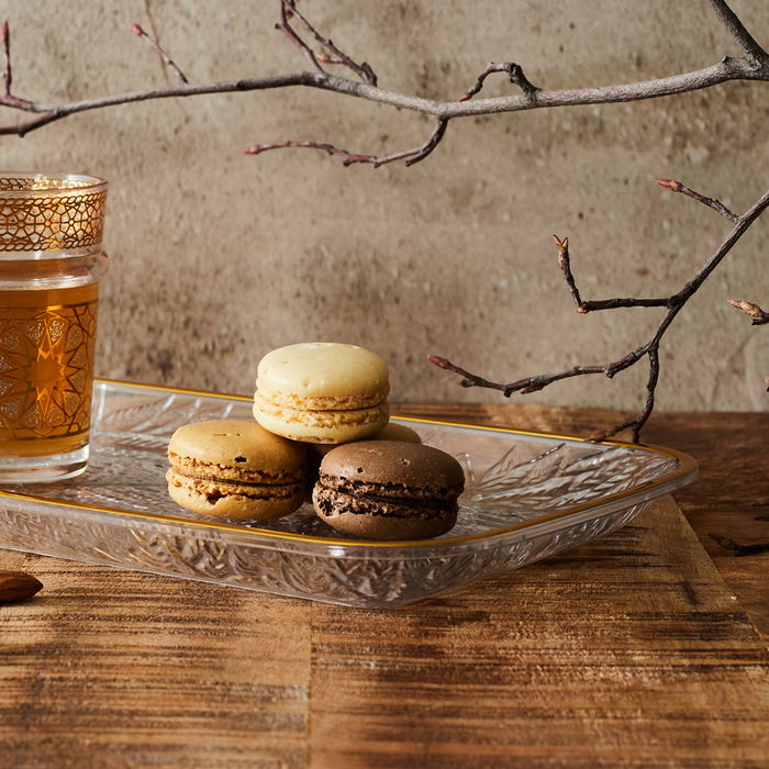 Home Deco Factory Bandeja Rectangular Mirage 34 cm Plástico PET con Ribete Dorado y Hojas