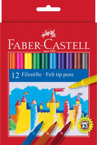 Faber-Castell Estuche Cartón 12 Rotuladores Escolares Multicolor 554201 Fácil Lavado Faber-Castell Estuche Cartón 12 Rotuladores Escolares Multicolor 554201 Fácil Lavado
