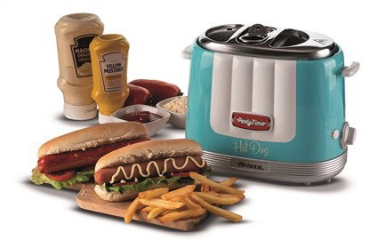 Ariete 206/01 Máquina para Hot Dog Party Time, Automática, Caliente, Capacidad 2 Bollos, Color Azul