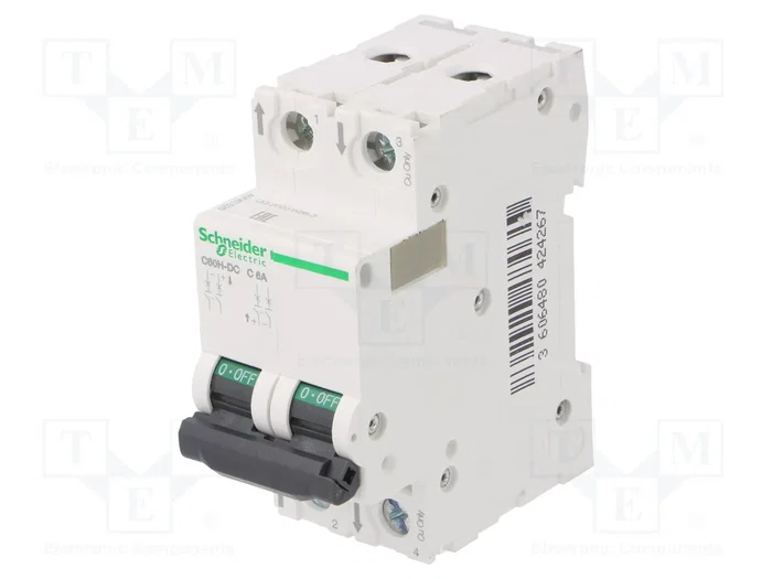 SCHNEIDER ELECTRIC Interruptor magnetotérmico ACTI9 MCB C60H-DC 2 polos 5A Caract C SCHNEIDER ELECTRIC Interruptor magnetotérmico ACTI9 MCB C60H-DC 2 polos 5A Caract C