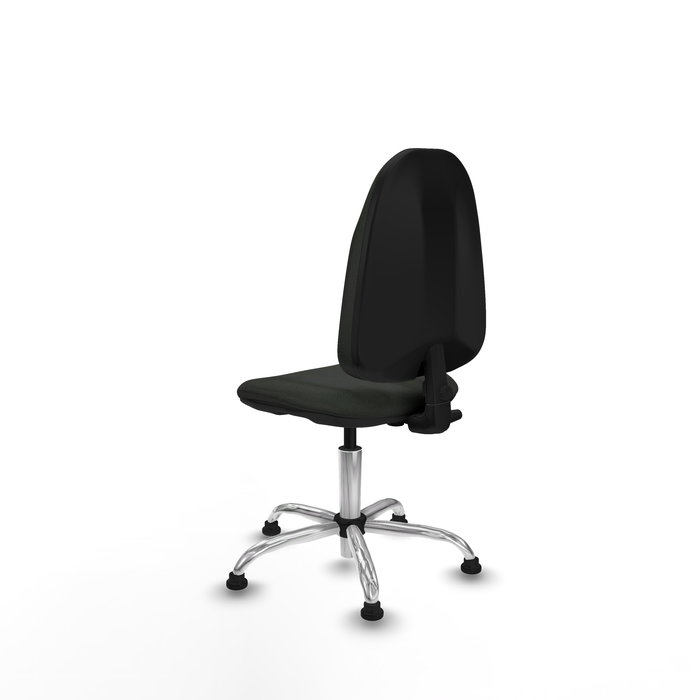 Silla de oficina Algarra con mecanismo Contacto permanente básico tapizada con Tela color Negro. Equipada con Base cromada, Sin brazosy Topes