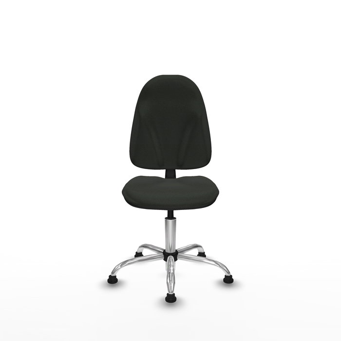 Silla de oficina Algarra con mecanismo Contacto permanente básico tapizada con Tela color Negro. Equipada con Base cromada, Sin brazosy Topes