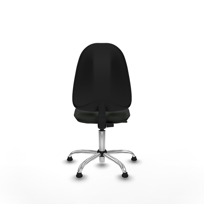 Silla de oficina Algarra con mecanismo Contacto permanente básico tapizada con Tela color Negro. Equipada con Base cromada, Sin brazosy Topes