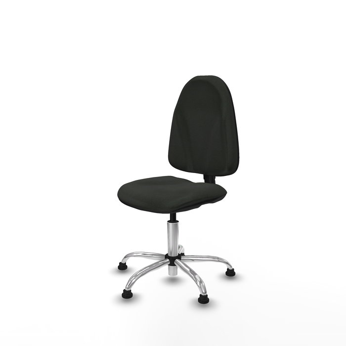 Silla de oficina Algarra con mecanismo Contacto permanente básico tapizada con Tela color Negro. Equipada con Base cromada, Sin brazosy Topes