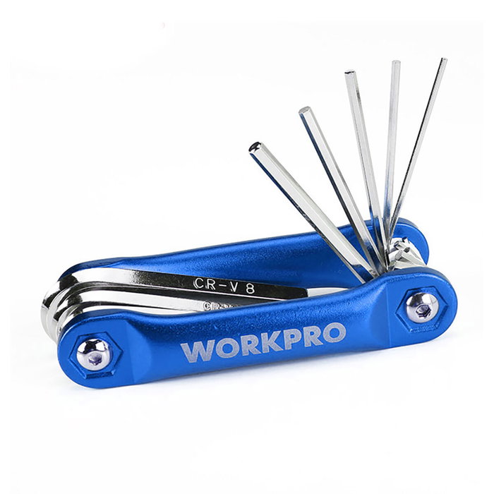 Workpro Juego de 8 llaves allen plegables métricas, azul Workpro Juego de 8 llaves allen plegables métricas, azul