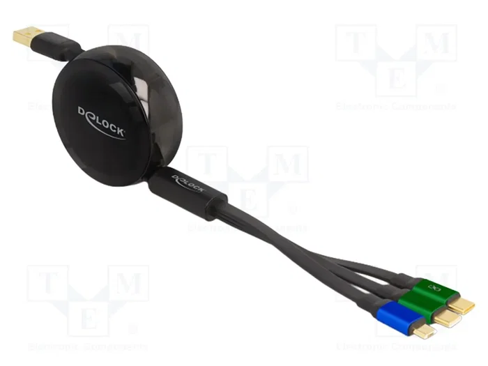 DeLOCK 85359 Cable USB 3 en 1 con carga rápida, USB A a USB C/Micro-USB