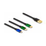 DeLOCK 85359 Cable USB 3 en 1 con USB A a Micro USB y 2 x USB Tipo C, Negro, Verde, Azul