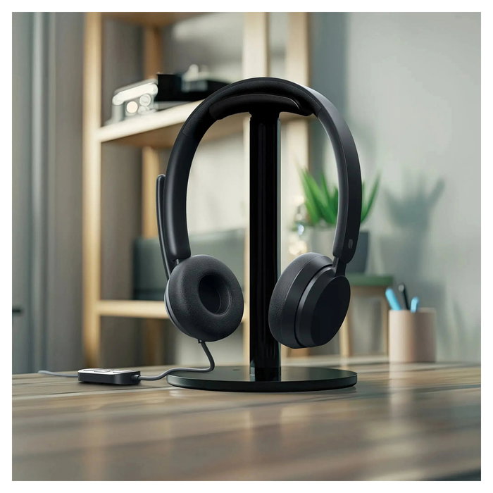 Microsoft Auriculares Incase Modern USB-C Diadema para Oficina, Conexión Alámbrica Plug and Play, Micrófono Boom con Cancelación de Ruido, Negro