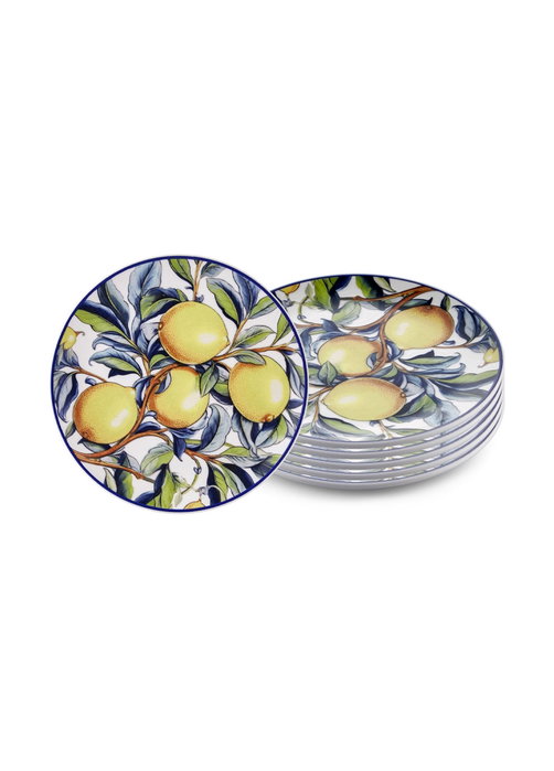 Hermia ODL0002 Platos de Postre de Cerámica Amarillos (6 Piezas) 19x19x2cm