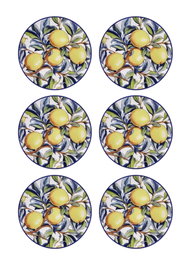 Hermia ODL0002 Platos de Postre de Cerámica Amarillos (6 Piezas) 19x19x2cm
