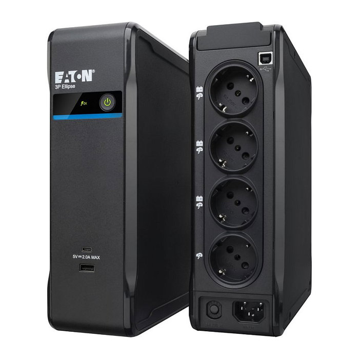 Eaton SAI UPS 3P Ellipse 900 USB, Offline/Standby, 0.9 kVA 540W, Torre Negro, 4 Salidas AC, Puerto USB y Ethernet (ref. 3P ELLIPSE 900 USB DIN)