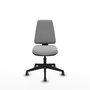 Silla de oficina Elche con mecanismo Asincro tapizada con Tela color Gris claro. Equipada con Base piramidal negra, Sin brazos y Ruedas 65 mm parqué
