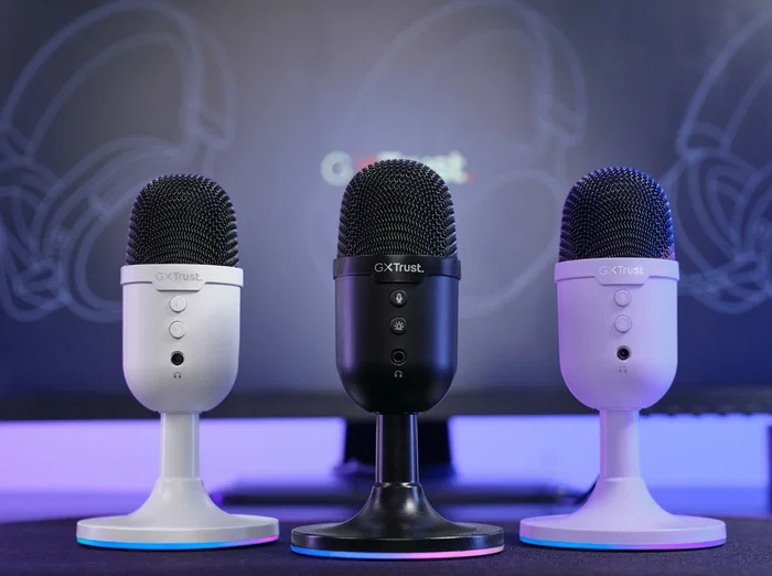 Trust GXT 234P Yunix Micrófono Gaming USB para Streaming - Compacto, Patrón Cardioide, RGB, Conector 3.5mm, Blanco, para PC, PS, Mac