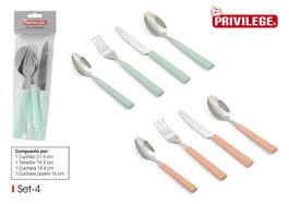 Wooow Set 4 Piezas Cubiertos Mango Plástico Privilege 27 cm Largo x 9 cm Ancho x 3 cm Alto (36 Unidades)