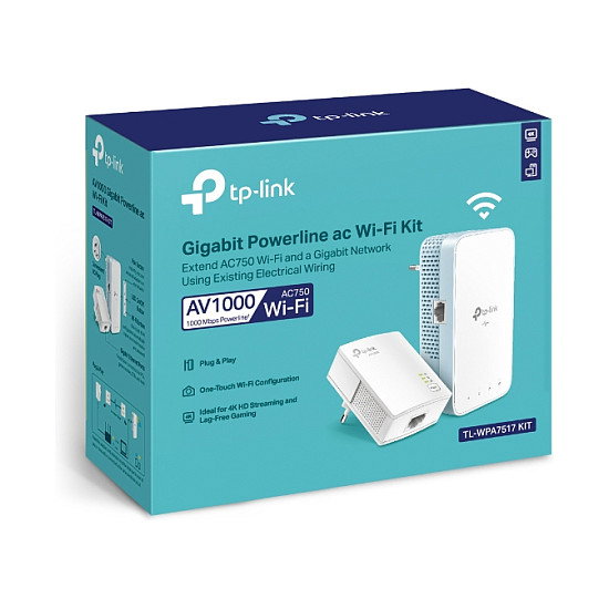 TP-Link TL-WPA7519 KIT Powerline AV1000, WiFi 5 (802.11ac) Doble Banda, Gigabit Ethernet, Hasta 1000 Mbps, Blanco, 2 Adaptadores