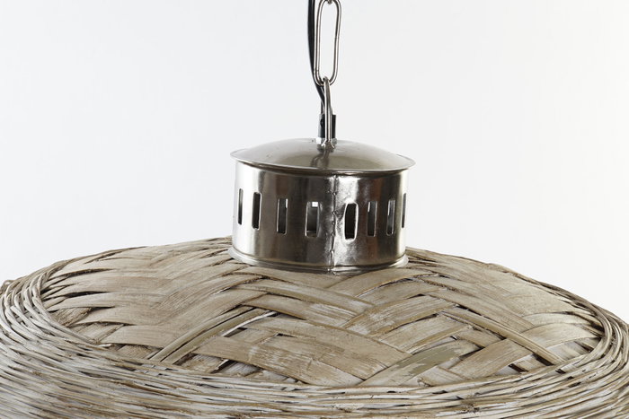 DKD Home Decor Lámpara de Techo Mediterráneo Blanco Plateado Ratán Metal 80 x 47 x 80 cm