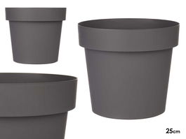 Ibergarden Maceta Plástico Gris 25 cm Diámetro x 22.5 cm Alto x 25 cm Largo (Set de 12)
