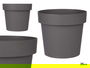 Ibergarden Maceta Plástico Gris 25 cm Diámetro x 22.5 cm Alto x 25 cm Largo (Set de 12)