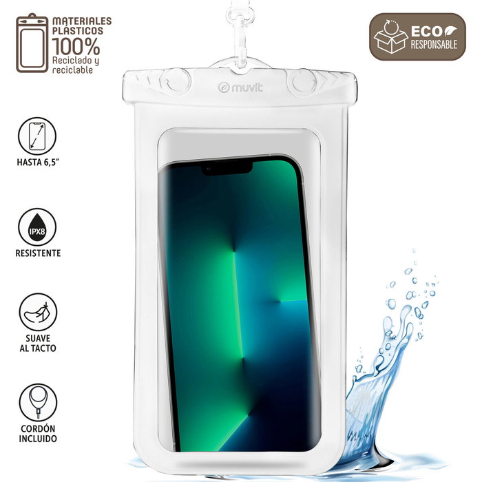 muvit for change funda acuática universal hasta 6,5" IPX8 blanca