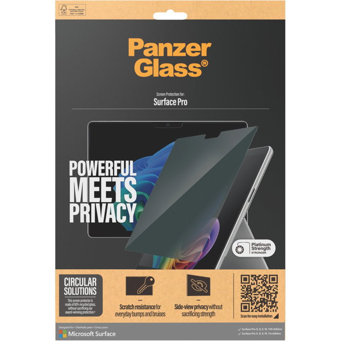 PanzerGlass Protector de Pantalla con Privacidad Bidireccional para Microsoft Surface Pro X/8/9/10/11/12