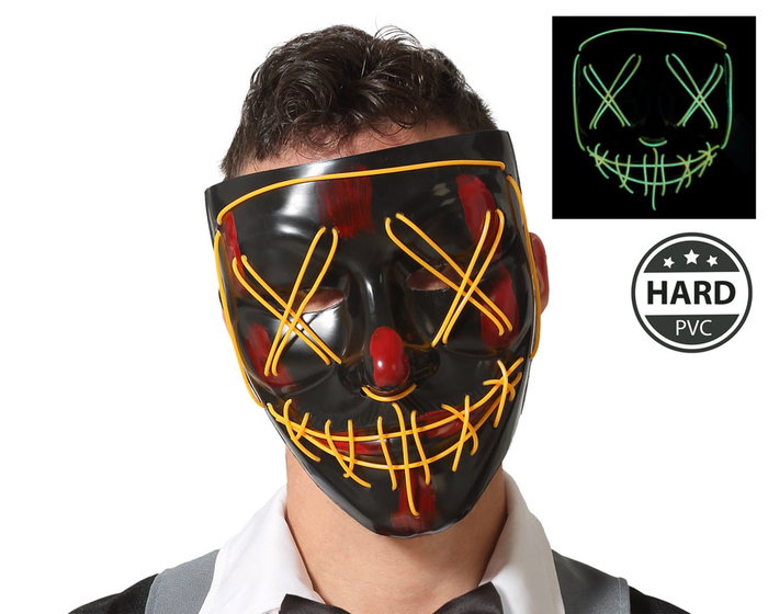 Máscara Asesino Fluorescente Negra Con Luz Naranja Hombre Terror Halloween Máscara Asesino Fluorescente Negra Con Luz Naranja Hombre Terror Halloween