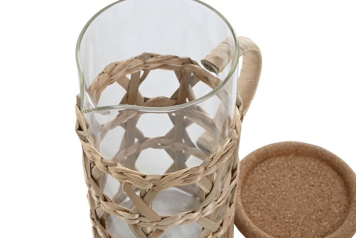 DKD Home Decor Jarra de Borosilicato y Fibra Natural 1,25L DKD Home Decor Jarra de Borosilicato y Fibra Natural 1,25L
