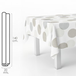 ORYX Mantel Hule Rectangular Círculos Beige 140 cm x 20 m