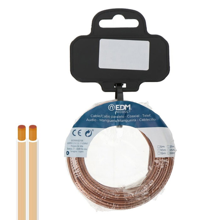 Edm Carrete de cable paralelo 2x0,75mm² transparente 10m Edm Carrete de cable paralelo 2x0,75mm² transparente 10m