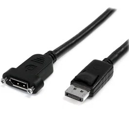 StarTech.com Cable de extensión DisplayPort para montaje en panel DPPNLFM3PW 0.9m - 4K 60Hz, DP macho a hembra, 28AWG, versión 1.2, negro