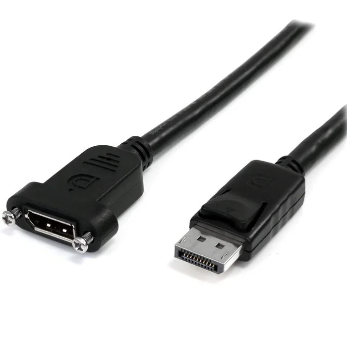 StarTech.com Cable de extensión DisplayPort para montaje en panel DPPNLFM3PW 0.9m - 4K 60Hz, DP macho a hembra, 28AWG, versión 1.2, negro