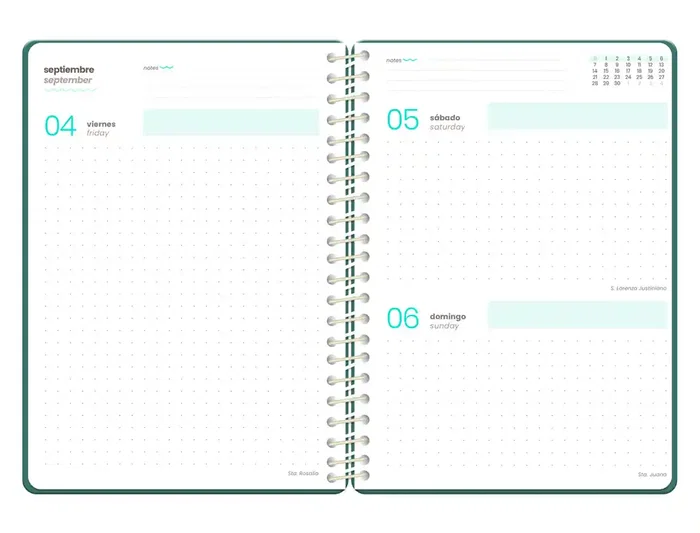 Liderpapel Agenda Escolar 2026-2027 Fantasy E Pattern Dia Página A6+ Espiral, Interior Bilingüe, 80g FSC, Con Calendario y Pegatinas