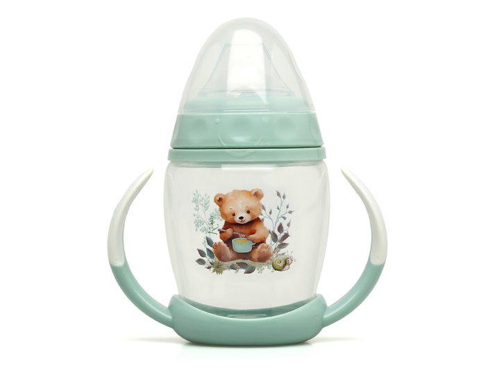 KioKids Taza de Aprendizaje Step 1 Oso Sage 270 mL para Bebés +6 Meses