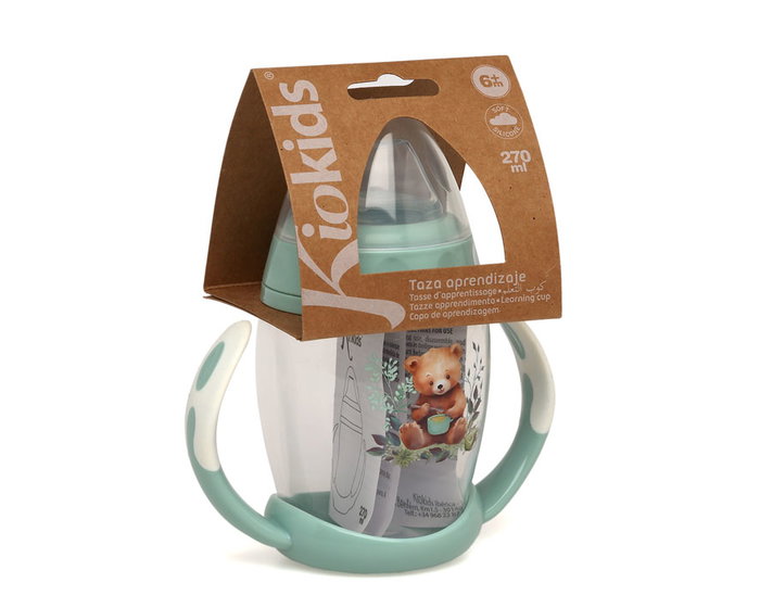 KioKids Taza de Aprendizaje Step 1 Oso Sage 270 mL para Bebés +6 Meses