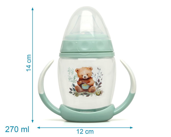 KioKids Taza de Aprendizaje Step 1 Oso Sage 270 mL para Bebés +6 Meses