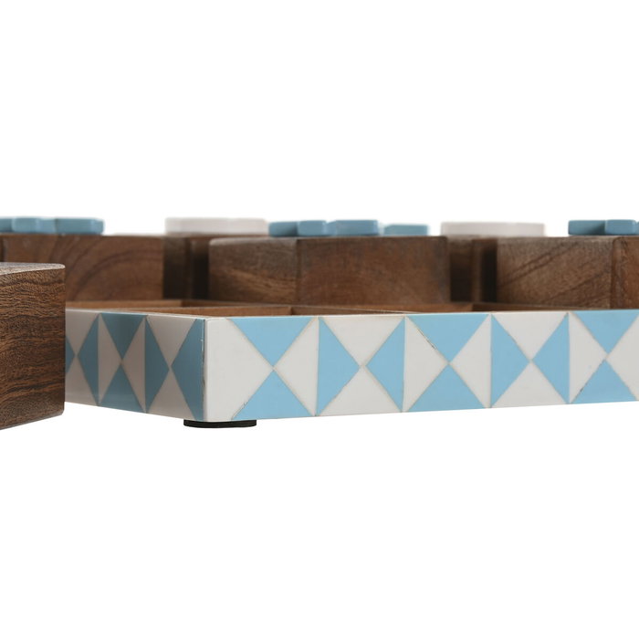 DKD Home Decor Juego de Mesa Tres en Raya en Mango y Resina Azul