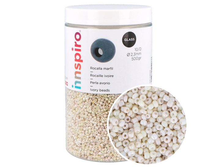 Innspiro Rocalla de vidrio redonda ivory 4 tonos 2,3mm 10/0 500gr Innspiro Rocalla de vidrio redonda ivory 4 tonos 2,3mm 10/0 500gr