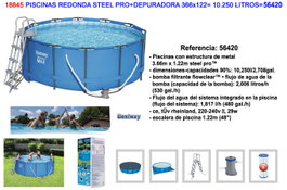 Steel Pro Piscina Redonda Steel Pro+ con Depuradora 366x122
