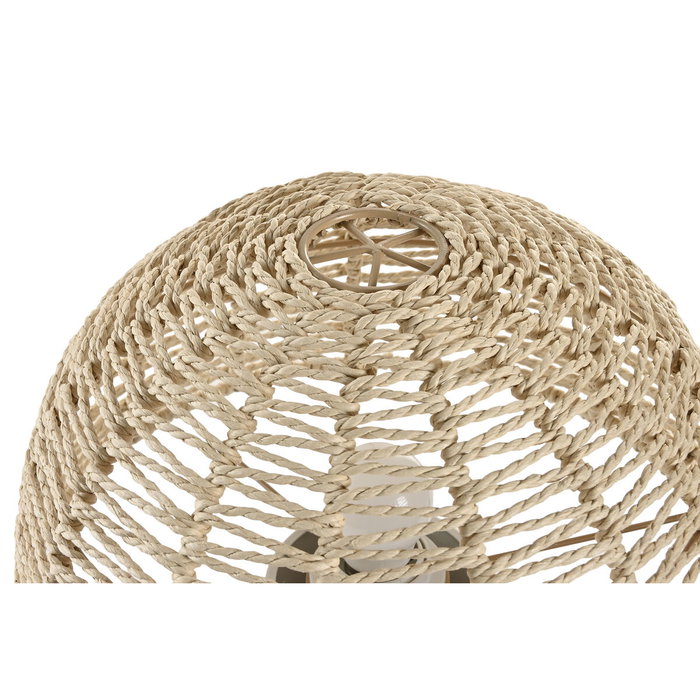 DKD Home Decor Lámpara de Sobremesa Seta Metal y Cuerda Blanco y Marrón Claro
