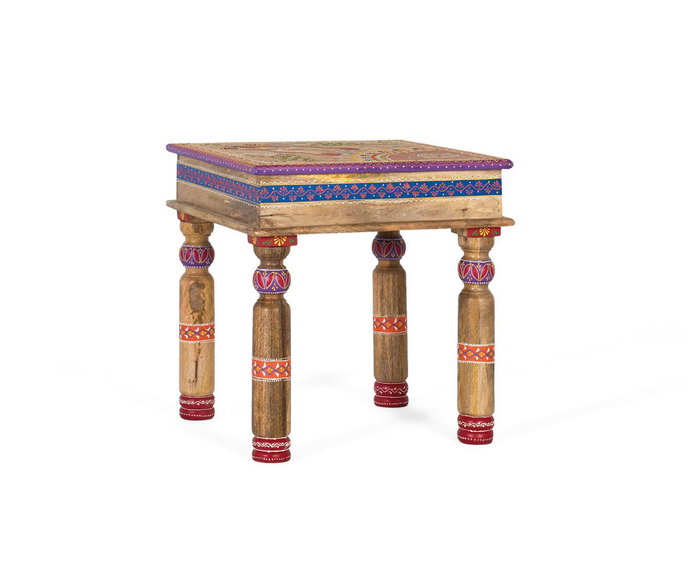 Giner Y Colomer Mesa de Centro en Madera de Mango con Detalles Pintados a Mano Giner Y Colomer Mesa de Centro en Madera de Mango con Detalles Pintados a Mano