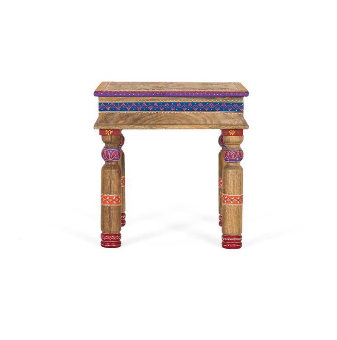 Giner Y Colomer Mesa de Centro en Madera de Mango con Detalles Pintados a Mano Giner Y Colomer Mesa de Centro en Madera de Mango con Detalles Pintados a Mano